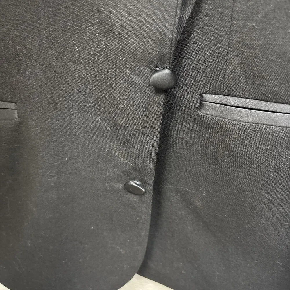 Oscar de la Renta Formal Tuxedo Suit Jacket Only Black 39R Pockets Logo Buttons